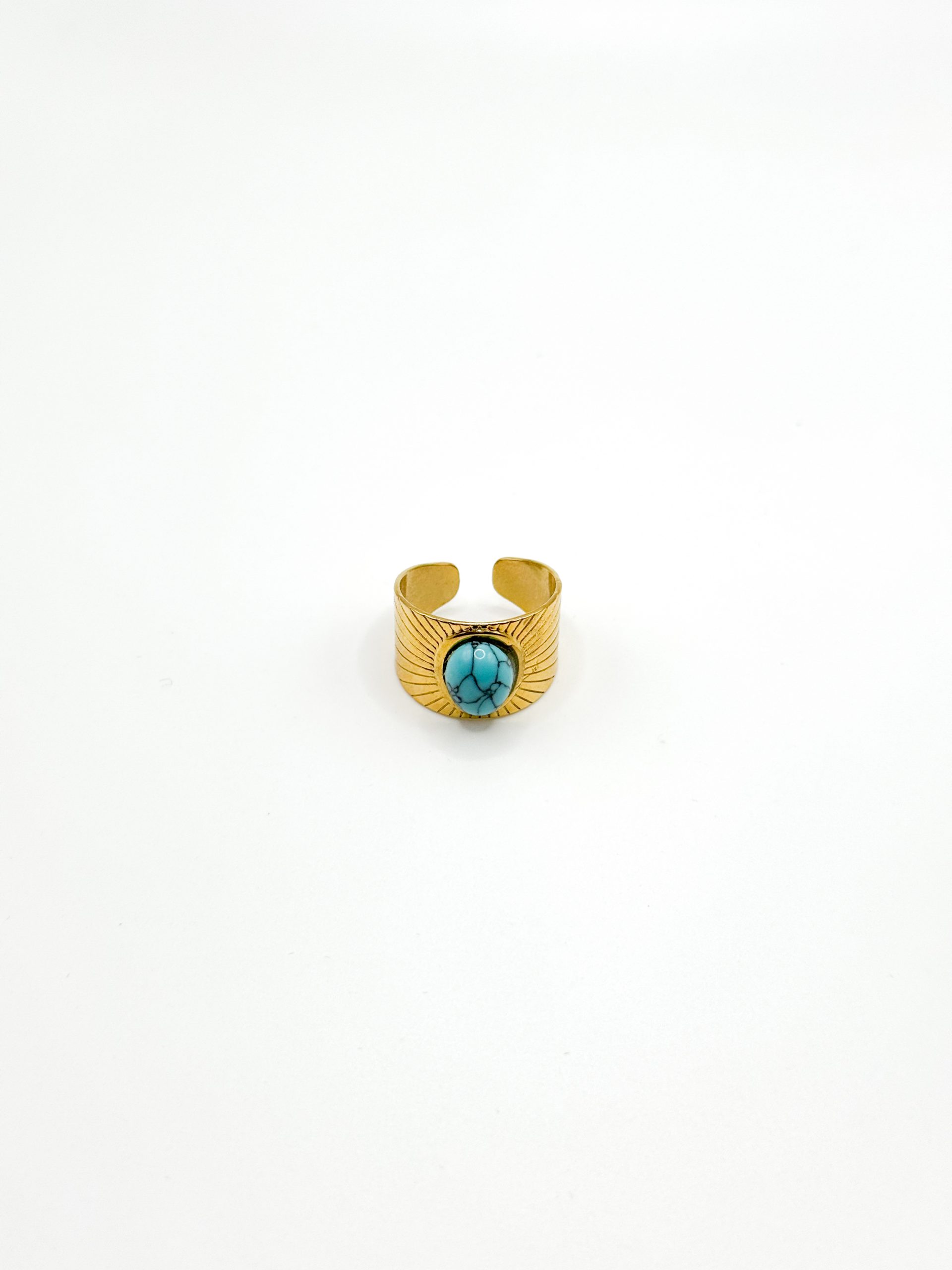 Adjustable boho turquoise stone ring