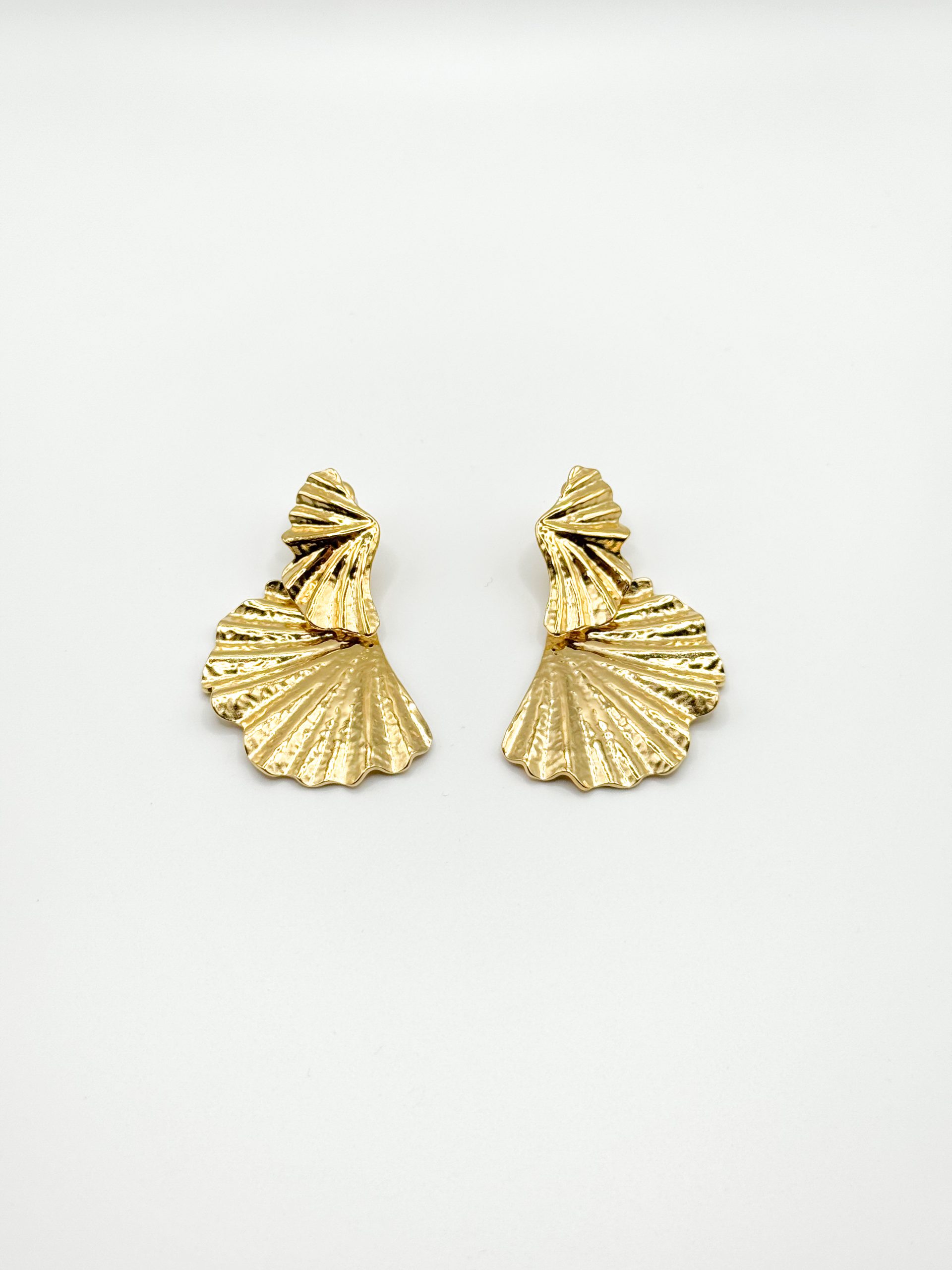 Gold Ginkgo Leaf Pendant Earrings